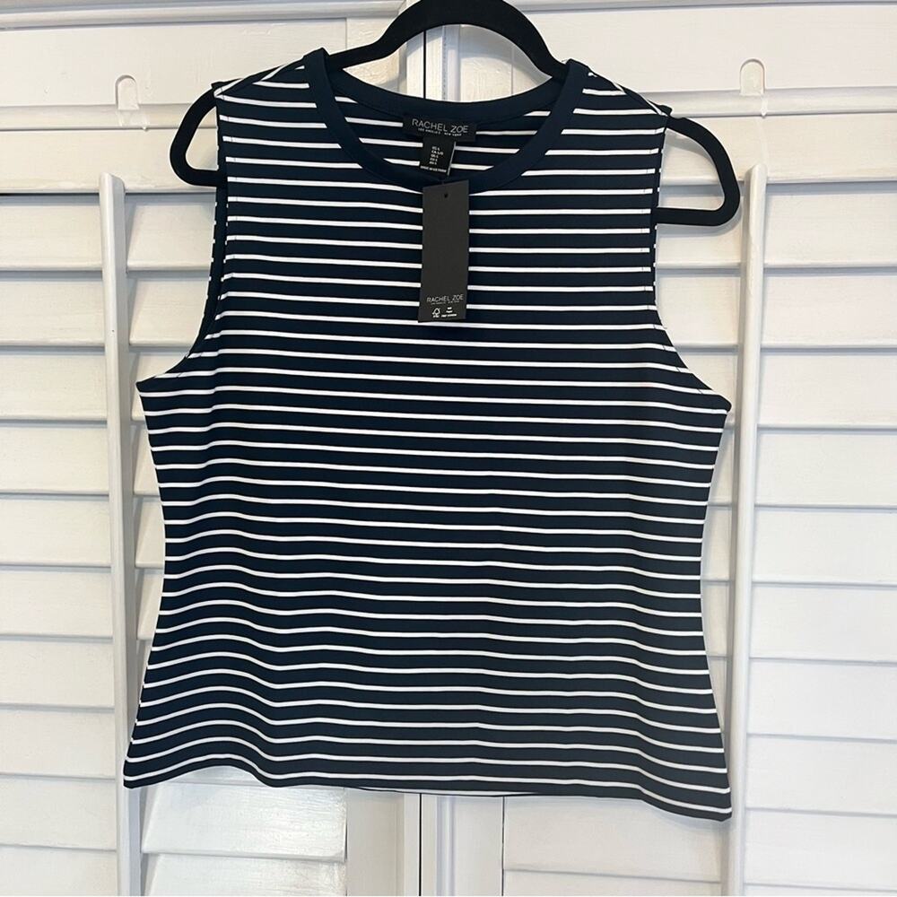 Rachel Zoe Navy‎ And White Stripe Tank Top Size Large